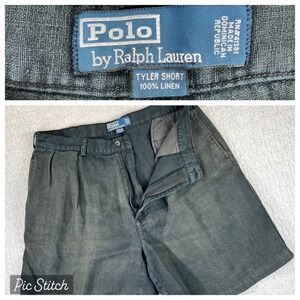 vintage Polo Ralph Lauren Tyler 100% Linen Shorts Men Size 36(33) Pleated